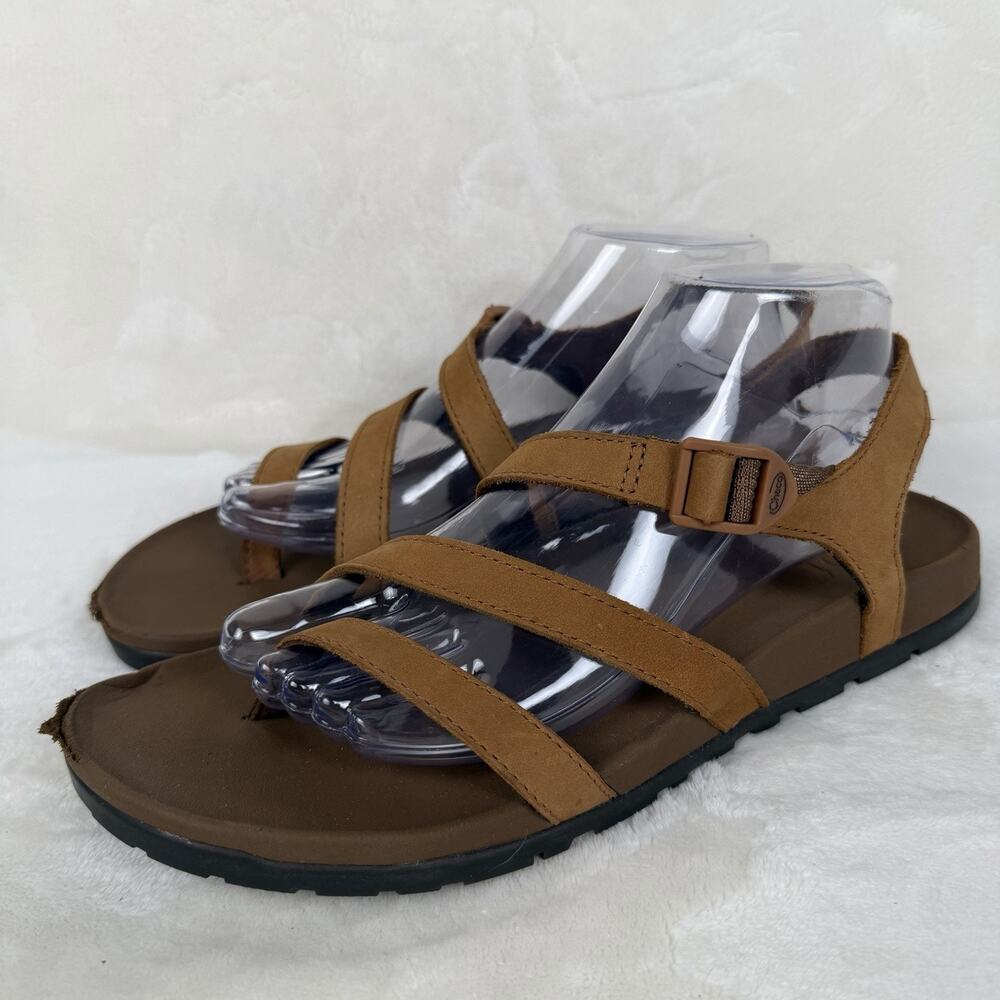 Chaco Women’s Brown Leather Toe Loop Lowdown Sandals Adjustable Straps 10